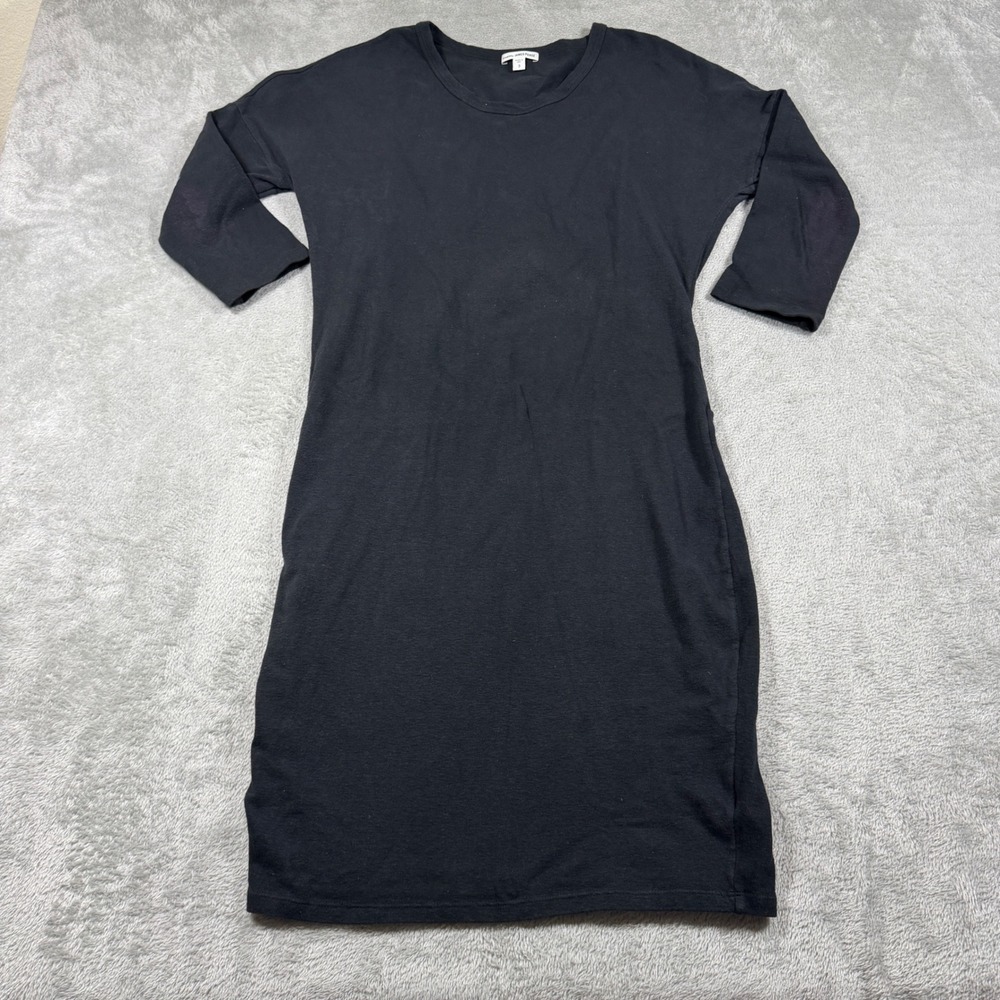 James Perse‎ T-Shirt Dress Women 3 Large Black 3/4 Sleeve Cotton Blend WQ6672